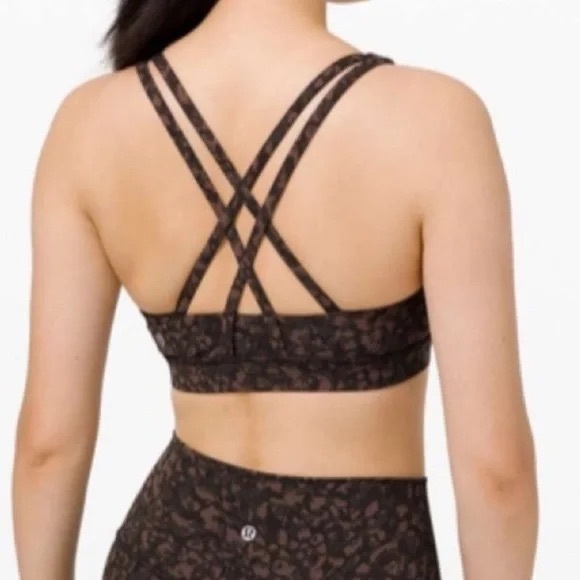 🐆 NWT Lululemon Energy Bra Leopard Print Black 12 🐆 - Picture 4 of 11